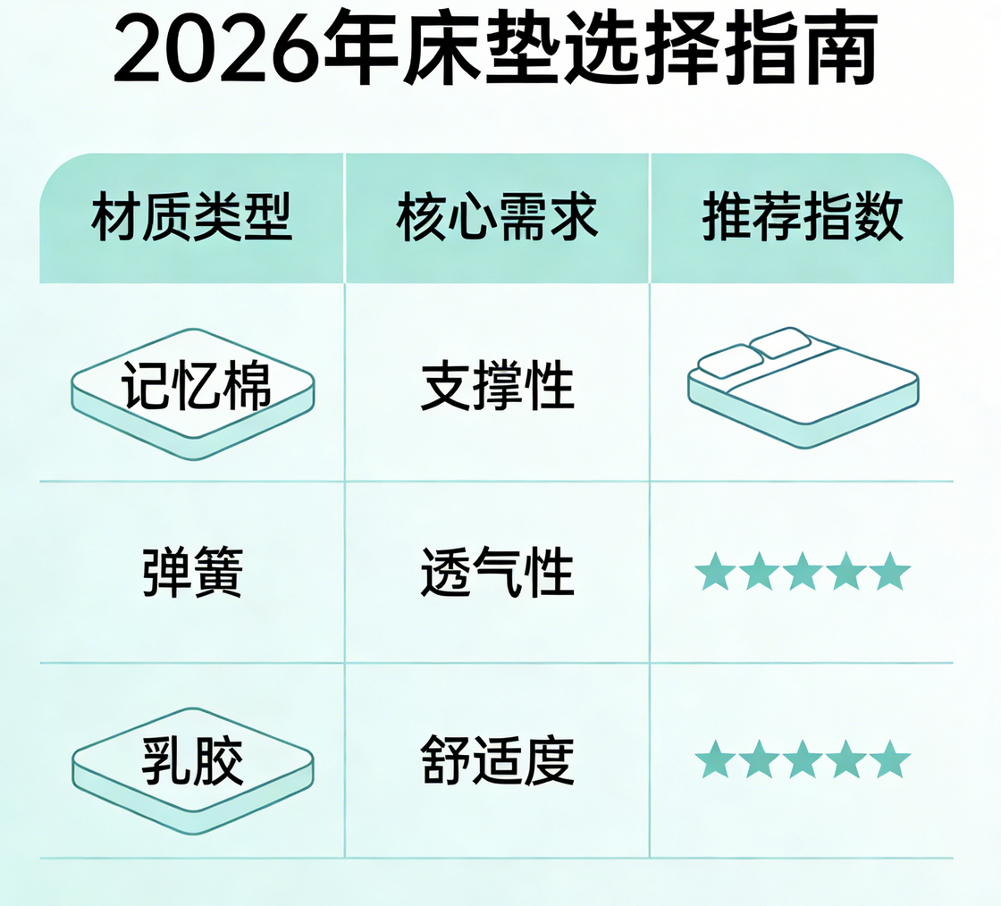 2026年全网公认TOP10的记忆棉床垫品牌，看这篇就够了！
